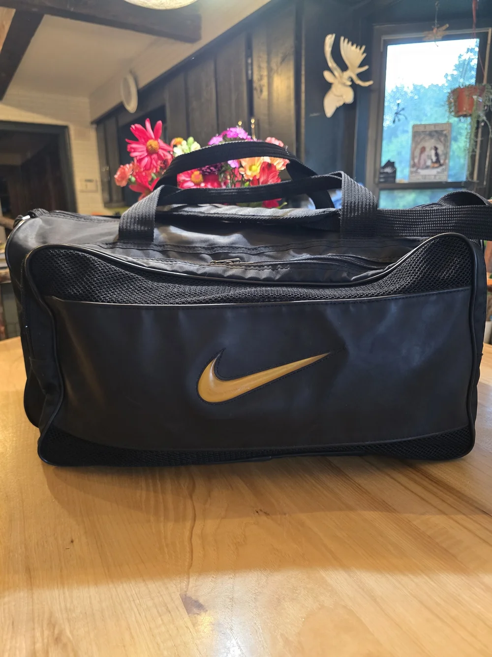 Nike Black Duffel with Gold Swoosh